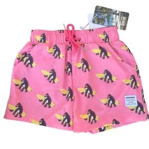 NWT Mosmann Australia Restort Stretch Swim Short Gorilla Surfer Pink Sz 4-5 yrs